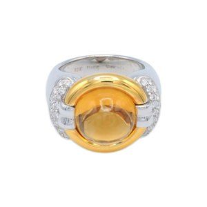18K White & Yellow Gold Citrine , Diamond Ring